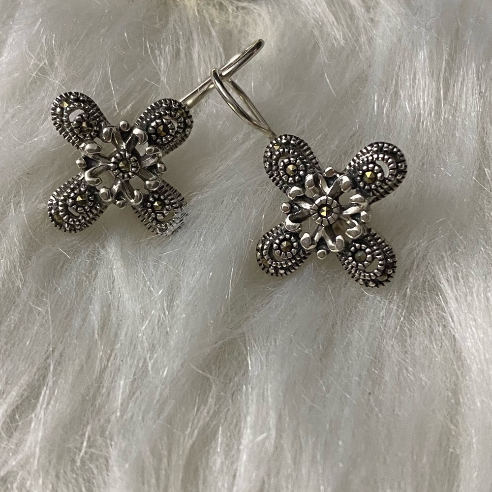 Sterling Silver 925 Earrings Marcasite